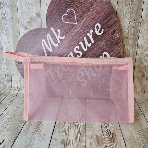 Pink Mesh Makeup Bag - Picture 1 of 4